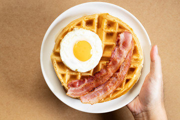 Savory bacon and egg waffle