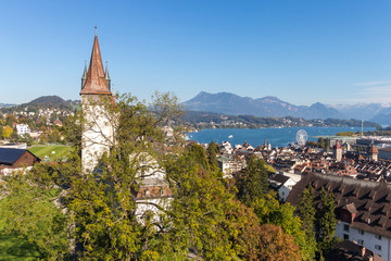 Musegg wall or Museggmauer in Luzern or Lucerne, Switzerland