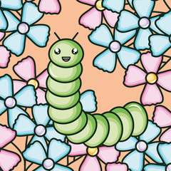 cute little worm kawaii character