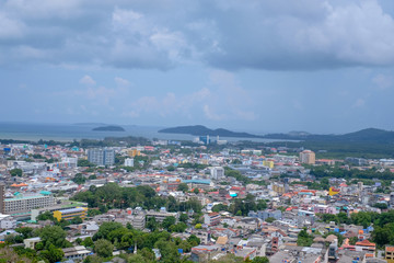 Many building of Phuket City from Khao Rang Viewpoint with clear sky.