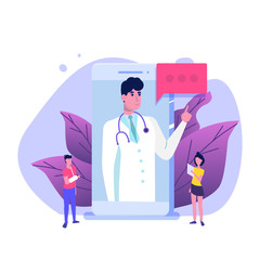 Medical service,  app page screen. Doctor online concept. Vector illustration.