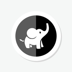 Elephant sticker icon in circle simple illustration 