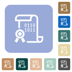 Digital certificate rounded square flat icons