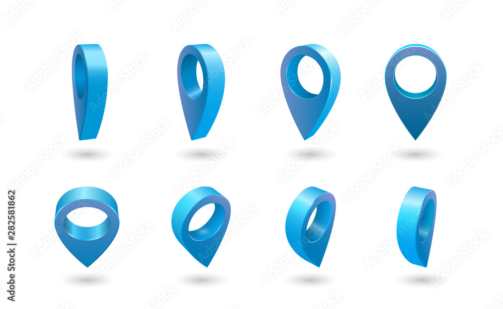 Aufkleber set map pointer 3d pin location symbols vector