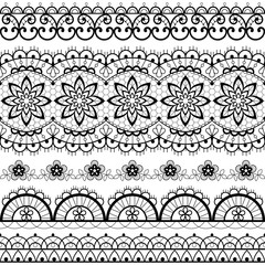 French or English lace seamless pattern set, monochrome ornamental repetitive design with flowers - textile design