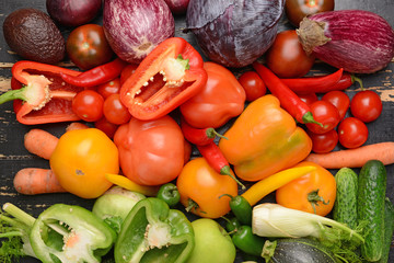 Assortment of fresh vegetables, top view