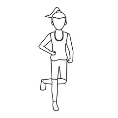 fitness sport lifestyle workout cartoon in black and white