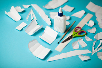 Geometric paper craft. 3d polygonal model, triangulation do it yourself design art. Decrowcraft,...