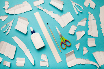 Geometric paper craft. 3d polygonal model, triangulation do it yourself design art. Decrowcraft, pepakura concept.