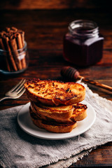 French toasts on white plate