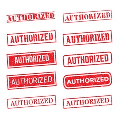 vector illustration of authorized vector red rubber stamp set on white background