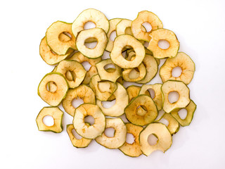 Apple chips on white background. 
