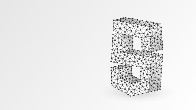 JS, Java Script coding language sign. Device, programming, developing concept. Abstract, digital, wireframe, low poly mesh, vector white origami 3d illustration Triangle, line, dot