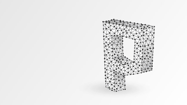PHP coding language sign. Device, programming, developing concept. Abstract, digital, wireframe, low poly mesh, Raster white origami 3d illustration Triangle, line dot