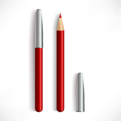 Realistic red lip pencil open and closed