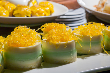 Food was prepared for the wedding dinner.