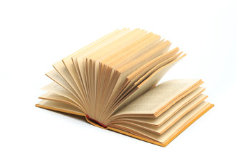 open vintage book isolated on a white background .