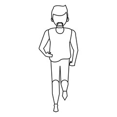 fitness sport lifestyle workout cartoon in black and white