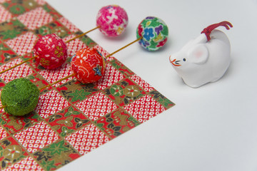 2020年 干支　白ねずみ　和紙　年賀状