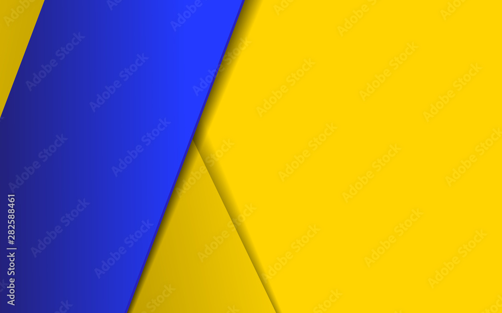 Poster abstract background with contrast color blue and yellow composition. overlaping layer concept. moder