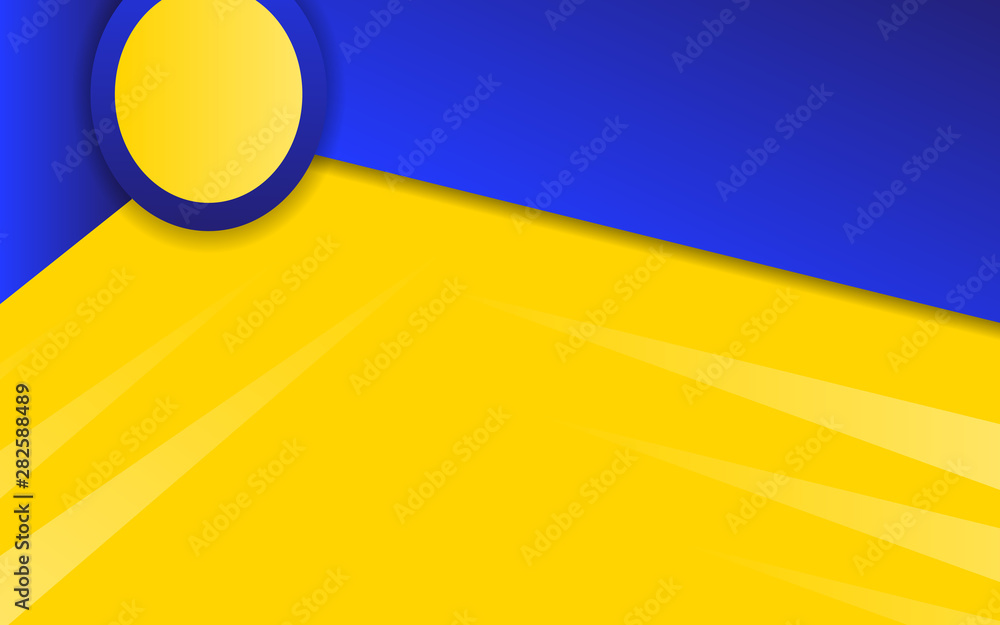 Poster abstract background with contrast color blue and yellow composition. overlaping layer concept. moder