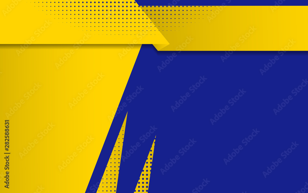 Poster abstract background with contrast color blue and yellow composition. overlaping layer concept. moder