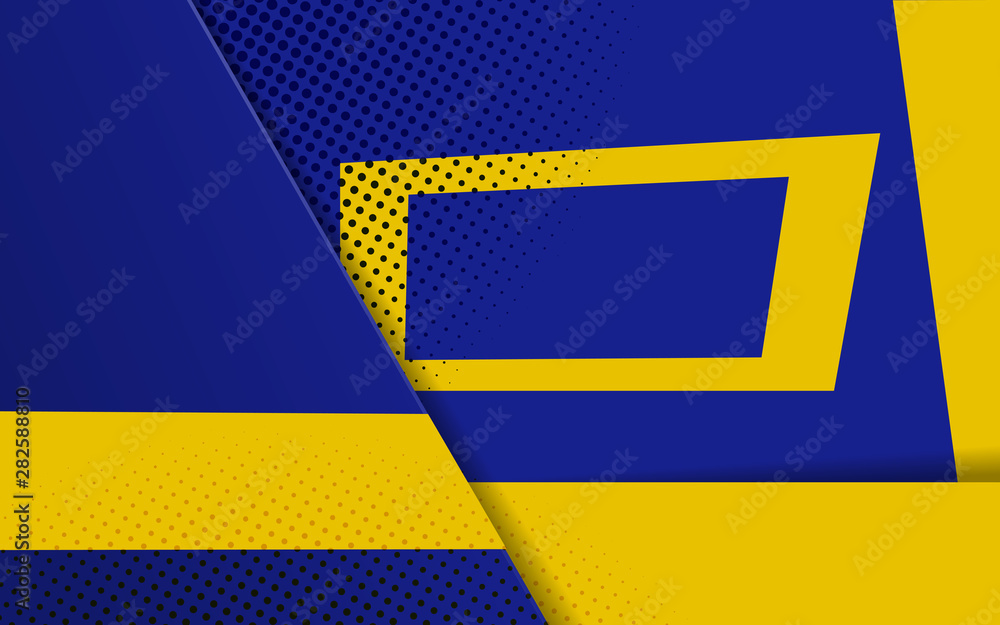 Poster abstract background with contrast color blue and yellow composition. overlaping layer concept. moder