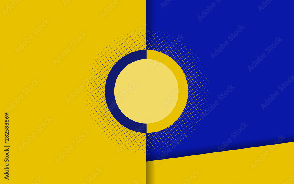 Poster abstract background with contrast color blue and yellow composition. overlaping layer concept. moder