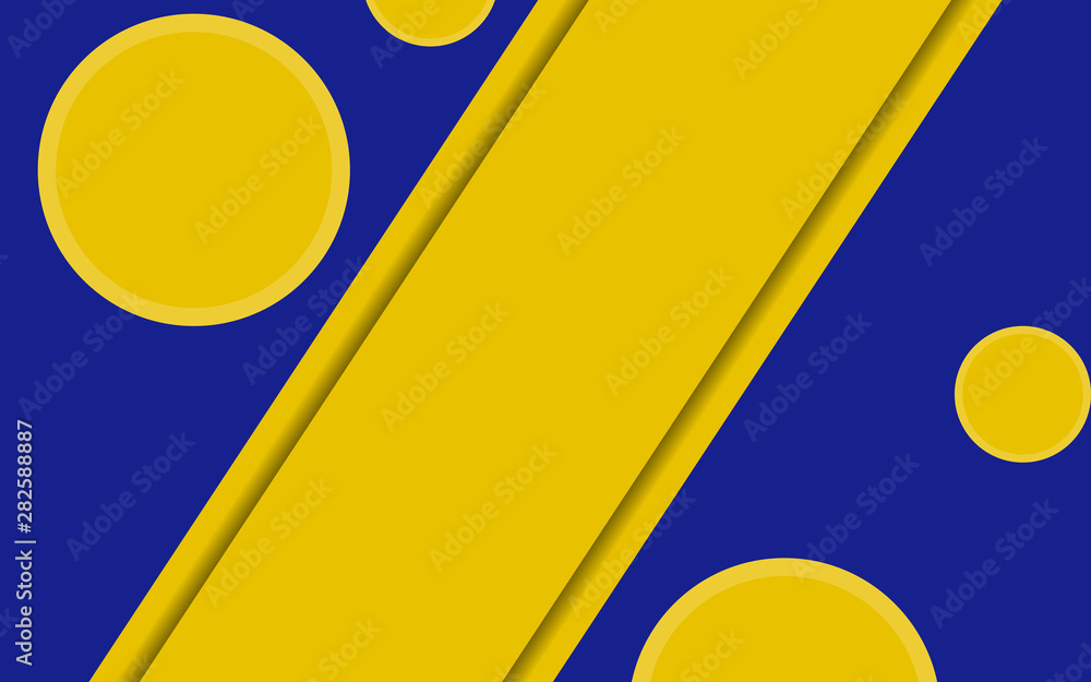 Poster abstract background with contrast color blue and yellow composition. overlaping layer concept. moder