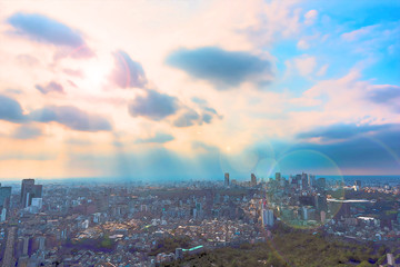 東京風景 Tokyo city skyline , Japan. Illustration of Anime style.