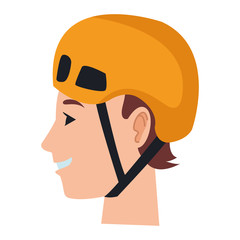Young man with sport helmet head cartoon