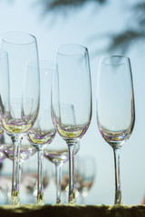 vineglasses on the wedding table in wedding dinner ceramony.