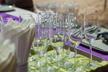 vineglasses on the wedding table in wedding dinner ceramony.
