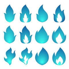 gas icon. blue fire, flame. vector illustration. collection