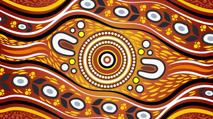 Illustration based on aboriginal style of dot background.