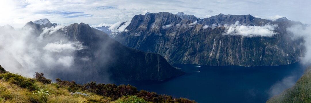 Milford Sound from Mitre Peak Panorama