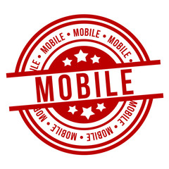 Mobile Stamp. Red Badge. Eps 10 Vector.