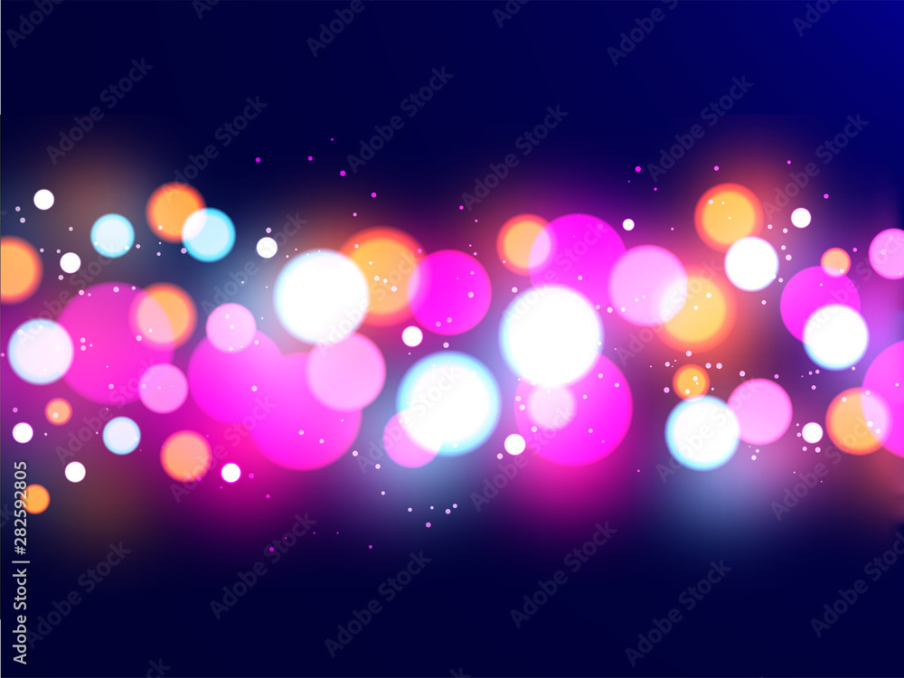 Poster shiny multicolor bokeh abstract background.