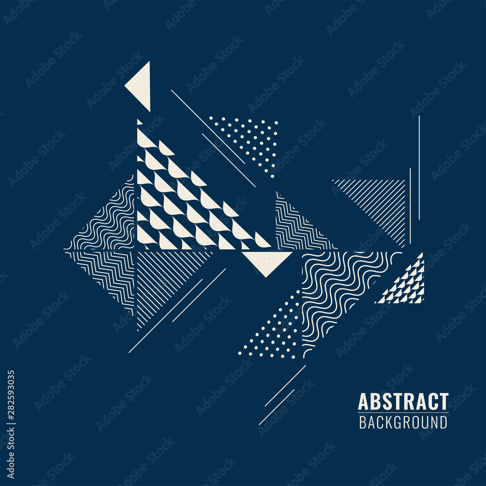 Aufkleber blue abstract background with geometric shape triangular different patterns in flat style.