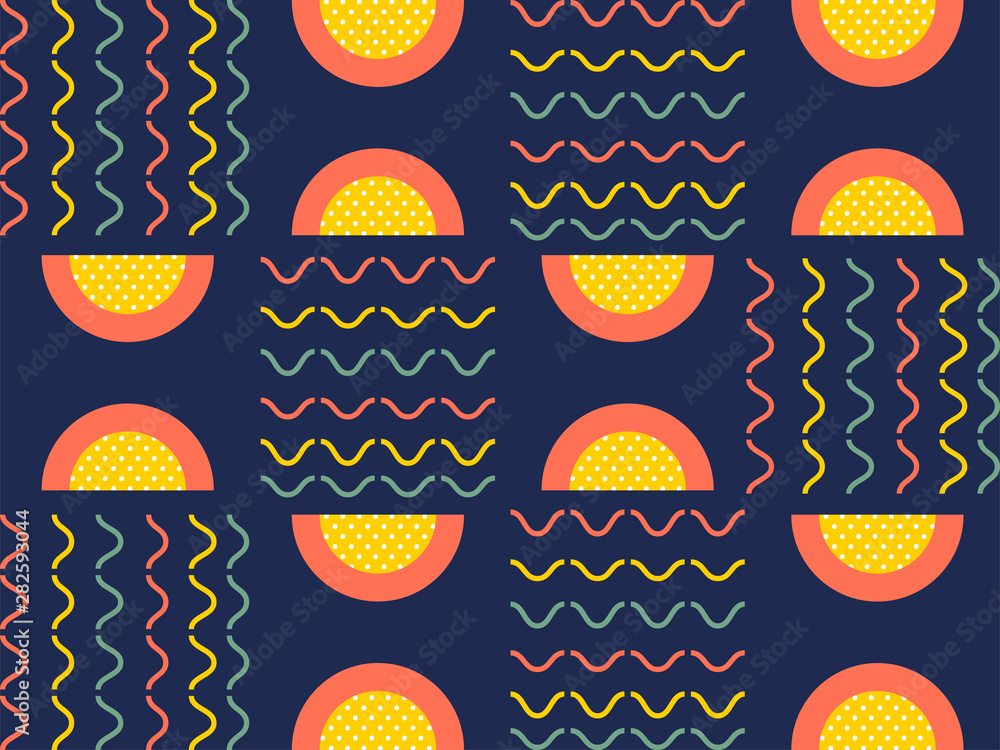 Aufkleber flat style colorful abstract seamless background of different patterns and geometric shapes.