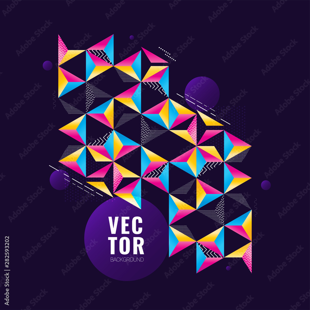 Aufkleber colorful abstract geometric shape triangle in different patterns design.