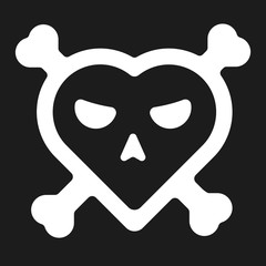 Love kills. Simple pirate icon with heart shape and bones.