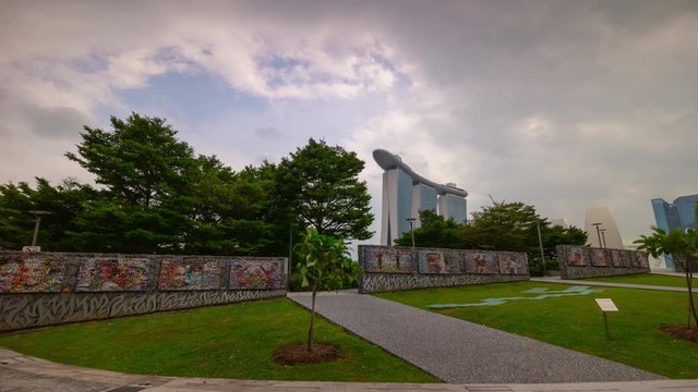 singapore city sunny day famous hotel park view panorama timelapse 4k