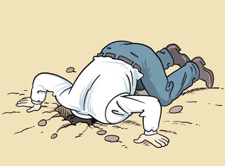 The businessman buried his head in the sand 