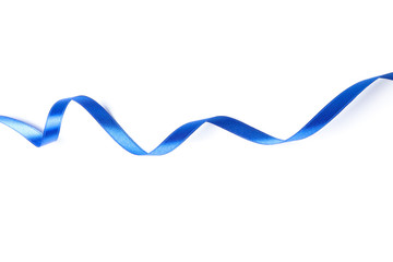Blue ribbon isolated on white background. Gift concept
