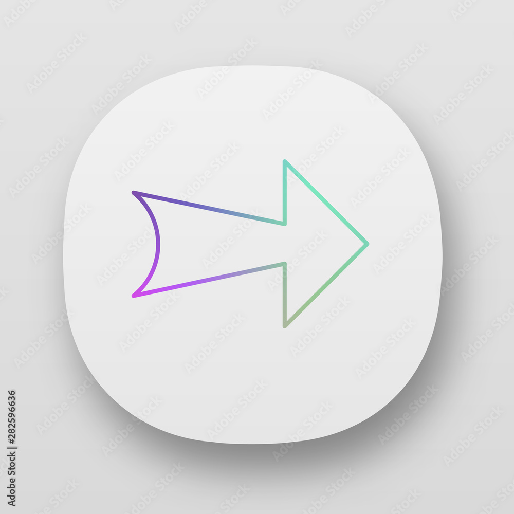 Poster wide arrow app icon. rightward route. arrowhead indexer. next. navigation pointer. arrow showing rig