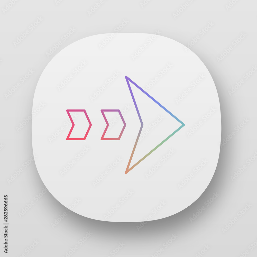 Poster dashed arrow app icon. arrowhead showing right shift, direction. rightward arrow. navigation pointer
