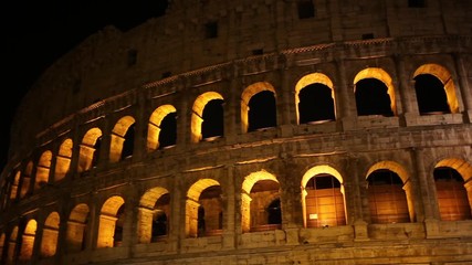 Colosseum night view, Rome landmark, Italy. Colosseo, Roma