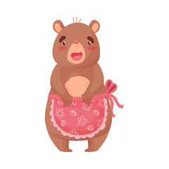 Fototapeta premium Humanized mommy bear housewife. Vector illustration on white background.