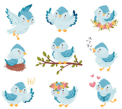 Cartoons in different situations. Vector illustration on white background.